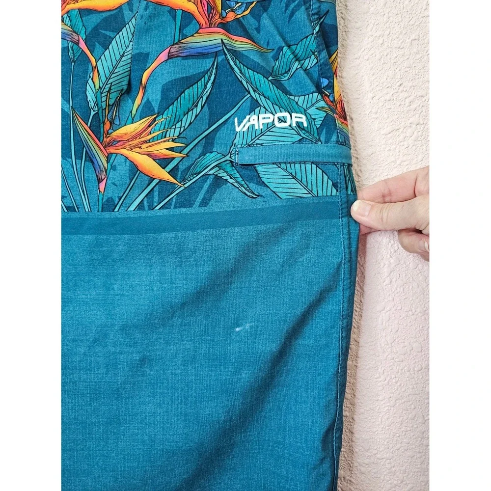 Body Glove Mens Vapor Board Shorts Teal Blue Floral Bird of Paradise Size 40